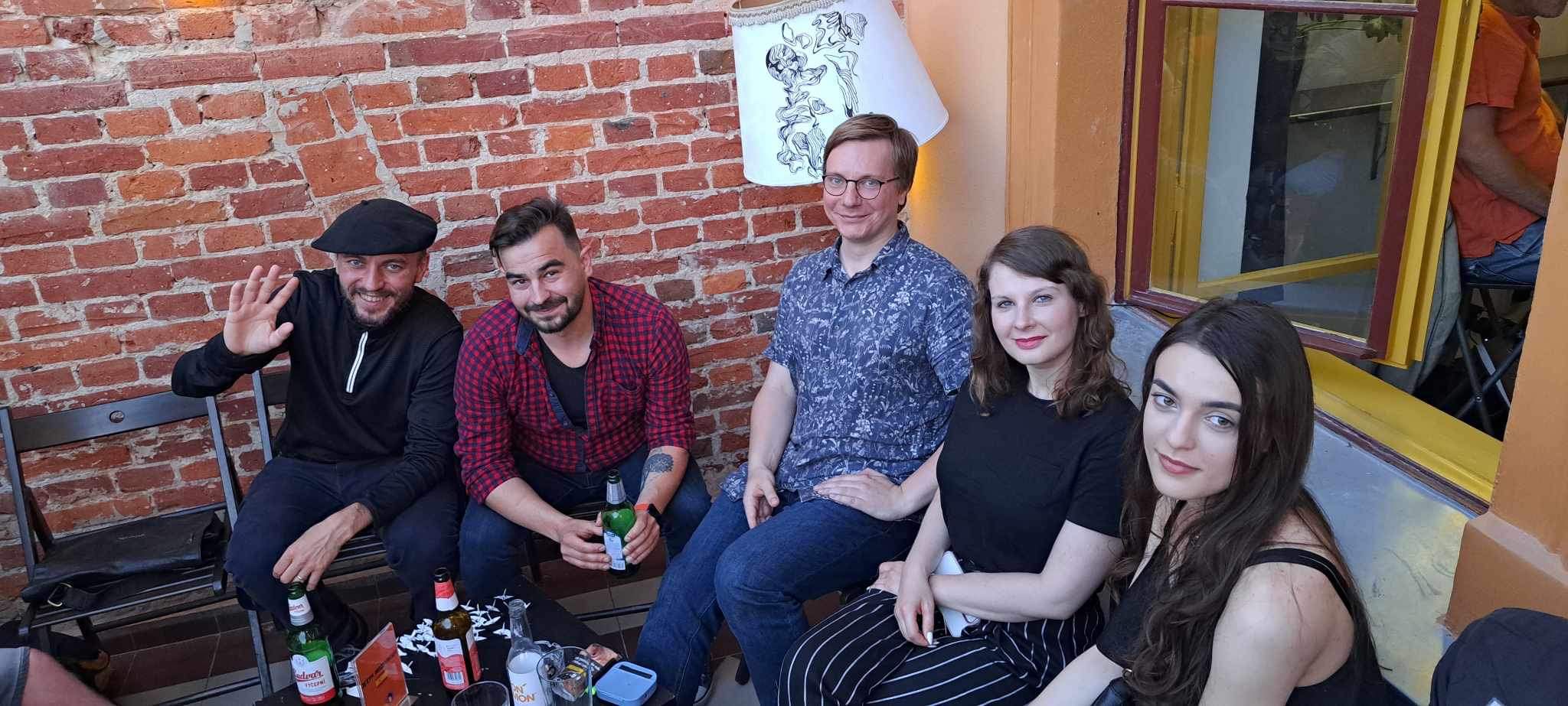 People sitting around the table.