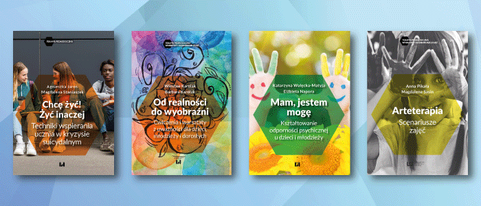 4 nieduże okładki książek z serii Terapia pedagogiczna 