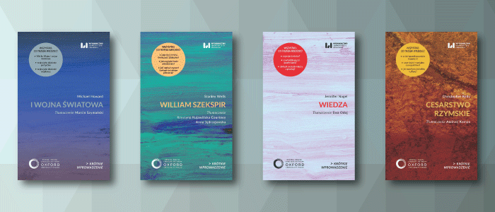 4 nieduże okładki książek z serii Krótkie Wprowadzenie