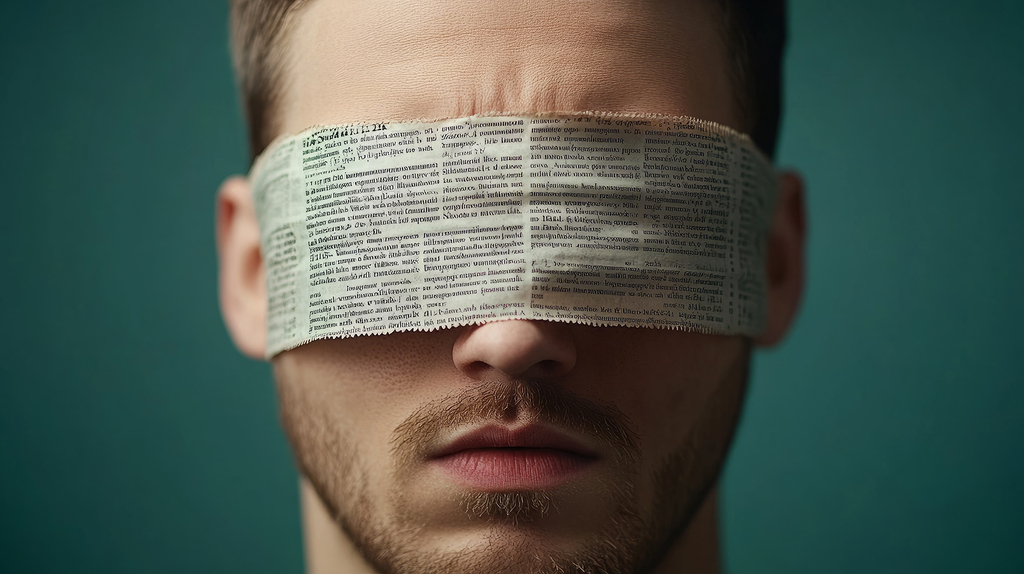a blind folded man