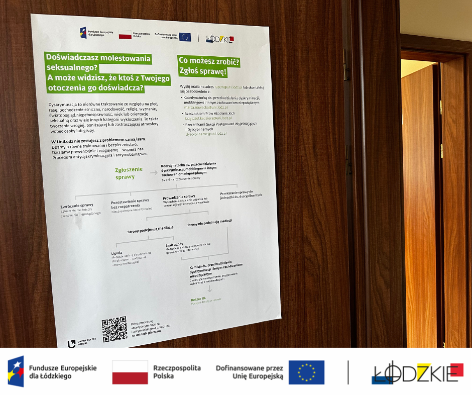 Plakat z procedurami w ramach kampanii UniLodz Razem