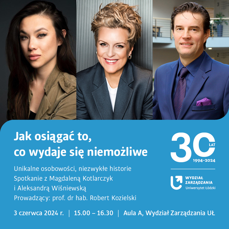 Grafika ze zdjęciami: Magdy Kotlarczyk i Aleksandry Wiśniewskiej i prof. dra hab. Roberta Kozielskiego
