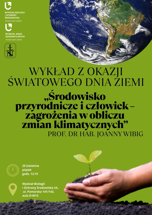 Plakat, wykład na Dzień Ziemi