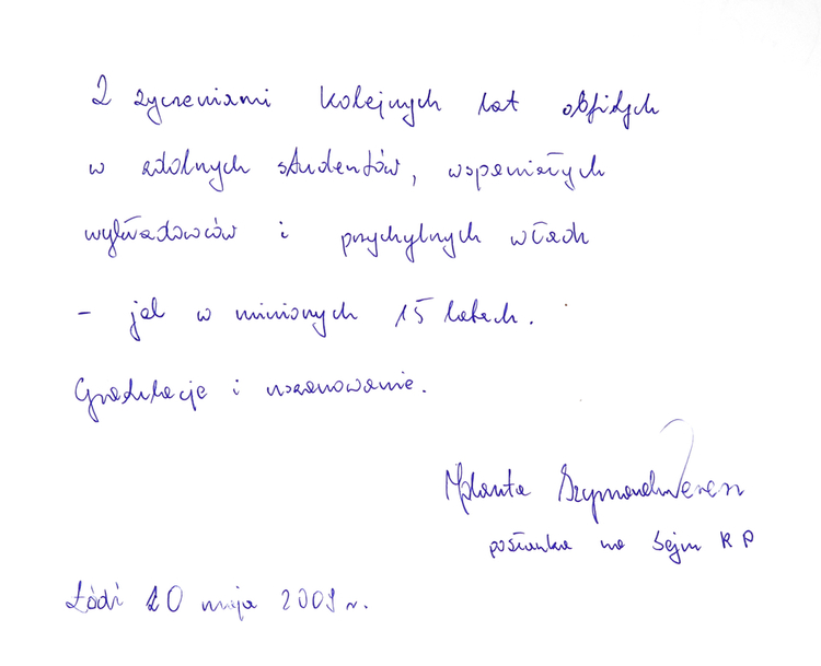 Życzenia na 10-lecie WZ