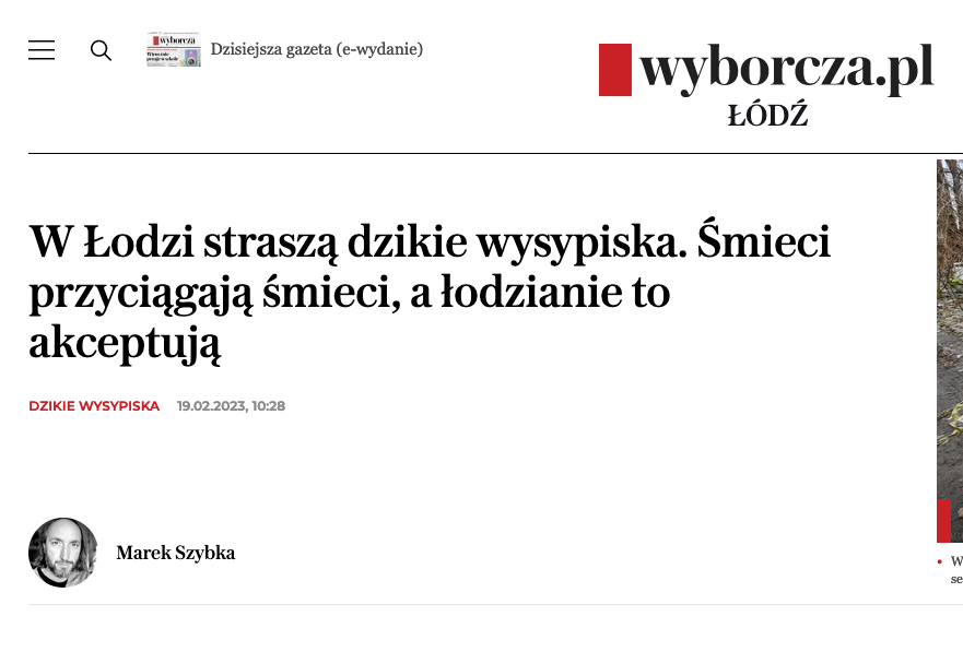 screen z Gazety Wyborczej w Łodzi straszą dzikie wysypiska